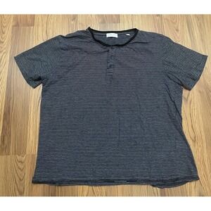 Cotton & Co Henley Shirt Mens Extra Large Short Sleeve Striped